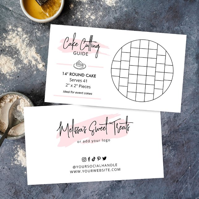 Cartão De Informações Bolo de aniversário redondo de 14", servindo parte (14 inch round party cake cutting guide)