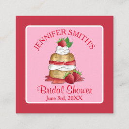 Cartão De Informações Bolo de Morango Shortcake Chá de Panela Aniversári