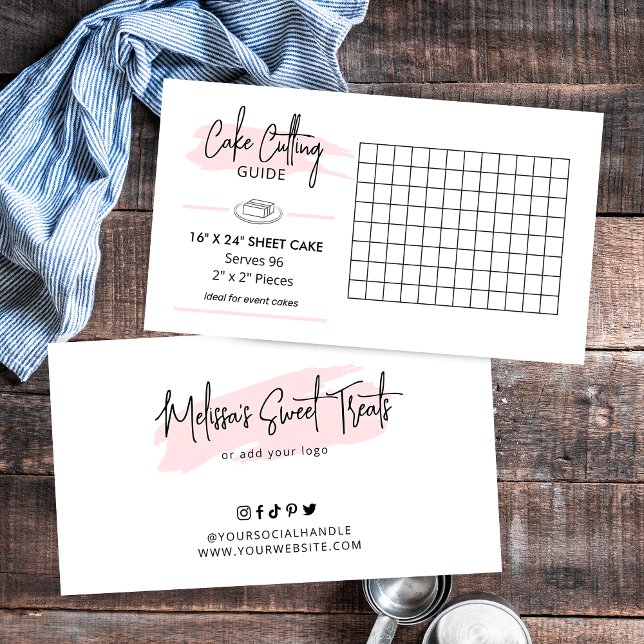 Cartão De Informações Bolo retangular de 16x24", servindo partes 2x2 do  (16x24 inch rectangle cake cutting guide, perfect to add to your cake boxes)