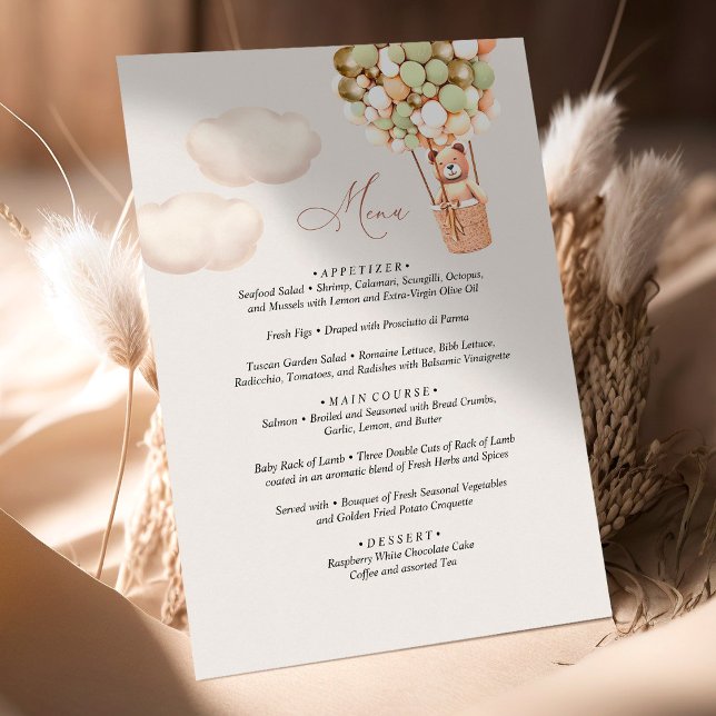 Cartão De Informações Boloha Balão de Urso para Chás de Bebê (Criador carregado)