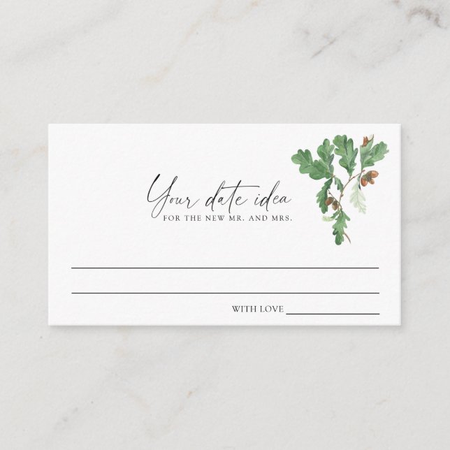 Cartão De Informações Bolotas de galho - Ideias noturnas de data \ Frasc (Frente)