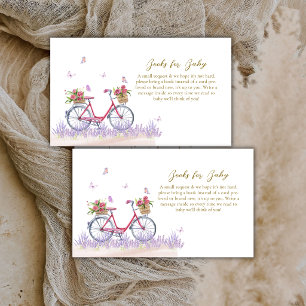 Cartão De Informações Bom dia Rosa Lavanda Bicicleta Livros Chás de Bebê