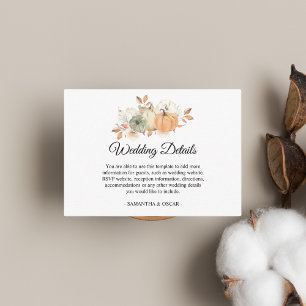 Cartão De Informações Bombas e flores de aquarelas do outono