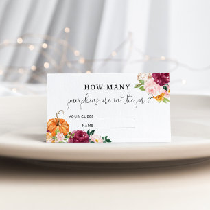 Cartão De Informações Bompkin floral adivinha quantos filhotes de abóbo
