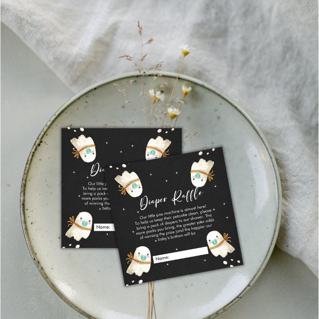 Cartão De Informações Bonita Fralda de Queda de Halloween Raffle (Cute Baby Ghost Halloween Fall Diaper Raffle Enclosure Card)