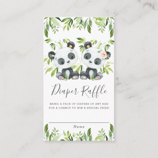 Cartão De Informações Bonita Pandas Greenerescência Gêmea Garota Fralda  (Frente)