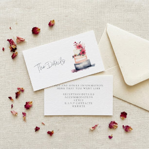 Cartão De Informações Bonito bolo de casamento de aquarela