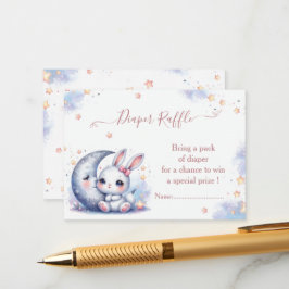 Cartão De Informações Bonito coelhinho branco sentado na lua