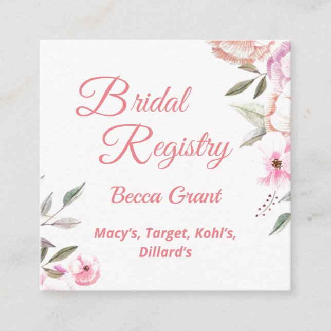Cartão De Informações Bonito Pastel Petals Bridal Registry (Frente)