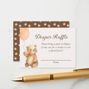 Cartão De Informações Bonito Urso de Espera, Fralda Raffle
