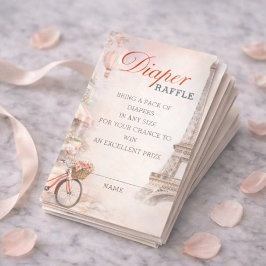 Cartão De Informações Bonjour Bébé Baby Shower Diaper Raffle Insert