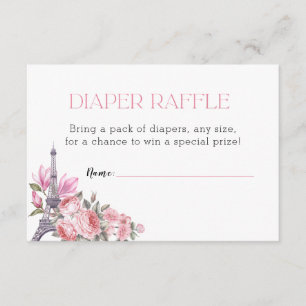 Cartão De Informações Bonjour Bebe   Chá de fraldas Raffle fralda