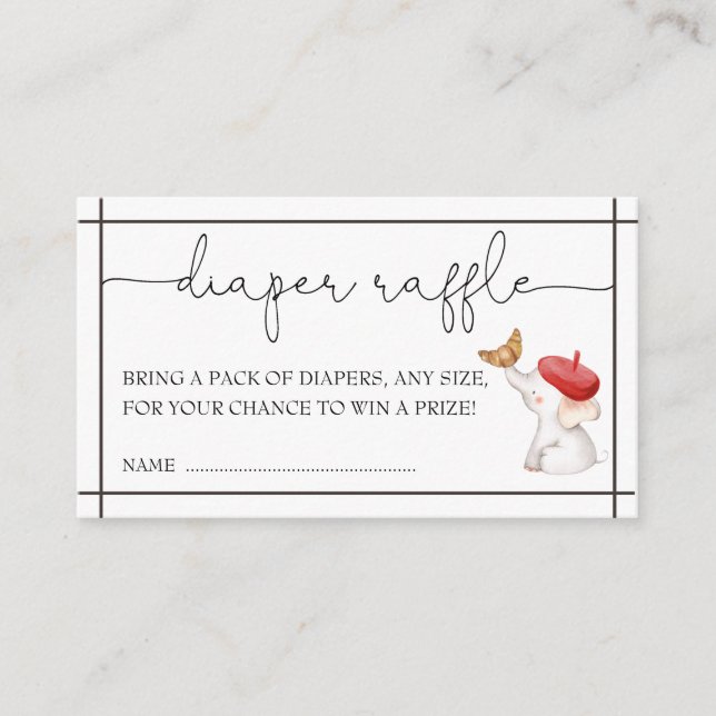 Cartão De Informações Bonjour França Bebe Gênero Fralda neutra Raffle E (Frente)