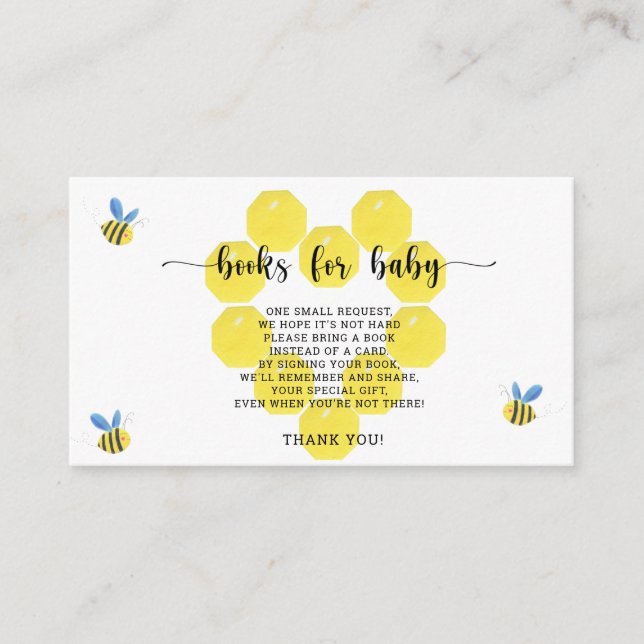 Cartão De Informações Bons livros de abelha para ingresso de bebês (Frente)