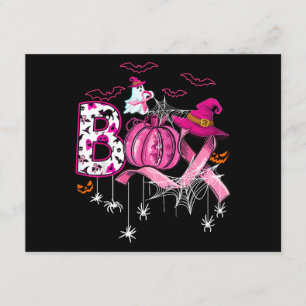 Cartão De Informações Boo Halloween Bompkin Pink Ribbon Witast Can