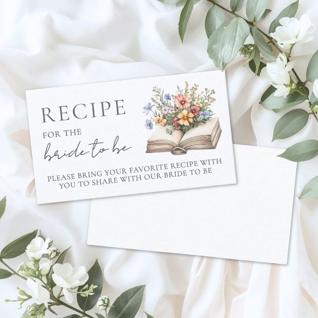 Cartão De Informações Book Bridal Shower Recipe (Book Bridal Shower Recipe Enclosure Card)