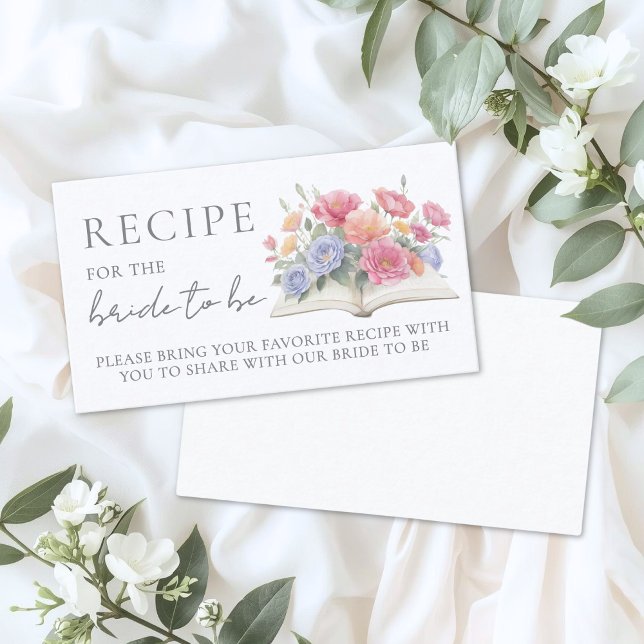 Cartão De Informações Book Bridal Shower Recipe (Book Bridal Shower Recipe Enclosure Card )