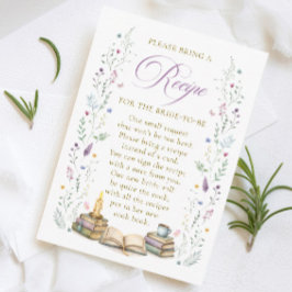 Cartão De Informações Book themed Bridal Shower Recipe Request