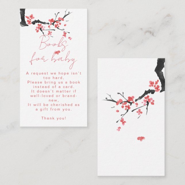 Cartão De Informações Books for Baby Blooming Pink Blossom Baby Shower (Frente/Verso)