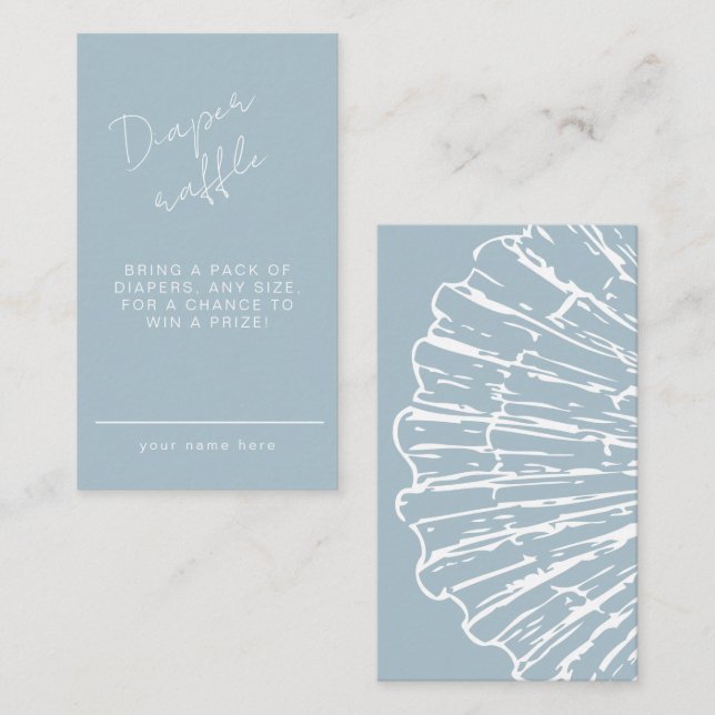 Cartão De Informações Books for Baby Blue Scallop Shell  Boy Baby Shower (Frente/Verso)