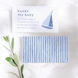 Cartão De Informações Books for Baby Italian Sailboat Blue Baby Shower