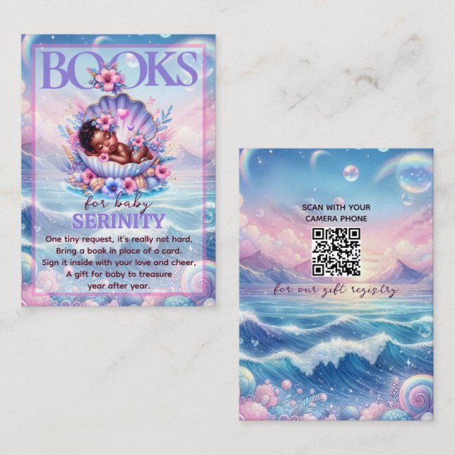 Cartão De Informações Books for Baby Pastel Seashell Baby Shower (Frente/Verso)