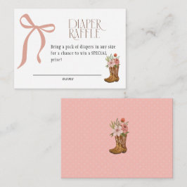 Cartão De Informações Boots and Bows Baby Girl Shower Diaper Raffle