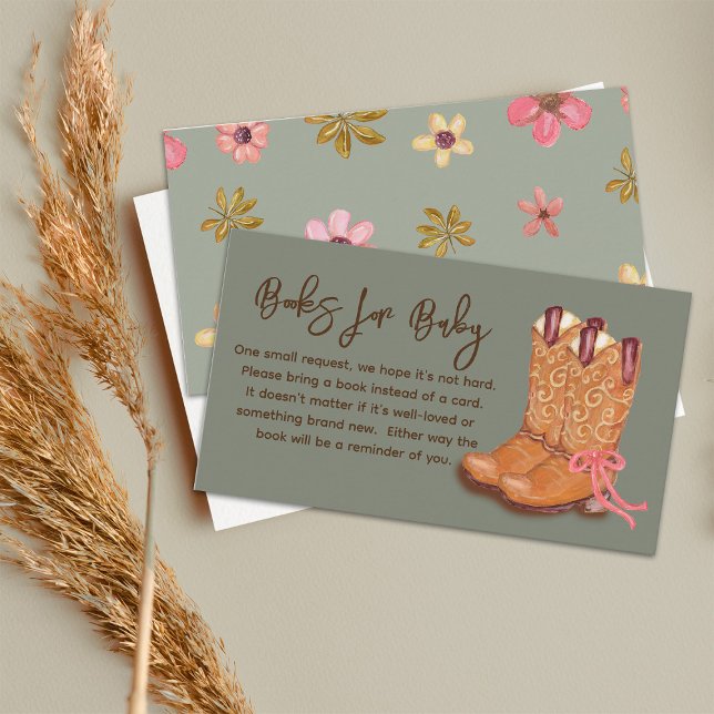 Cartão De Informações Boots Cowgirl Flowers Western Boho Chá de fraldas (Criador carregado)