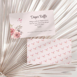 Cartão De Informações Borboleta e Chá de fraldas de Flor Raffle