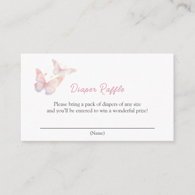 Cartão De Informações Borboleta no caminho Fralda Raffle (Frente)