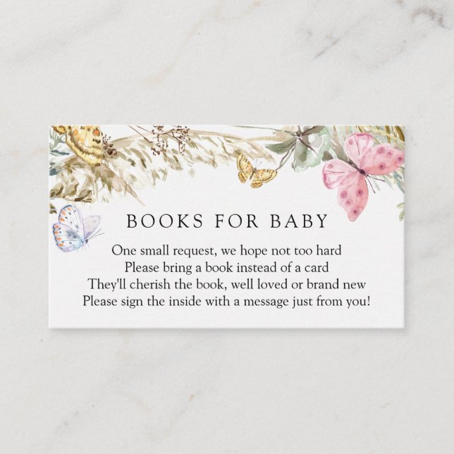 Cartão De Informações Borboleta no Caminho Livros para Recém-Enclosure (Frente)