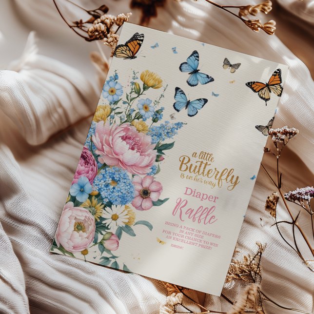 Cartão De Informações Borboleta Rosa Rosa Garden Girl Diapper Raffle (Criador carregado)