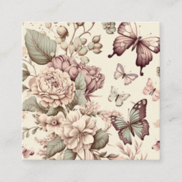 Cartão De Informações Borboletas e flores decoração em pastel