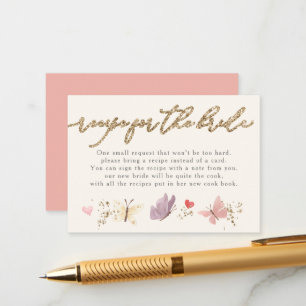 Cartão De Informações Borboletas Recebem Para O Chá de panela De Noiva