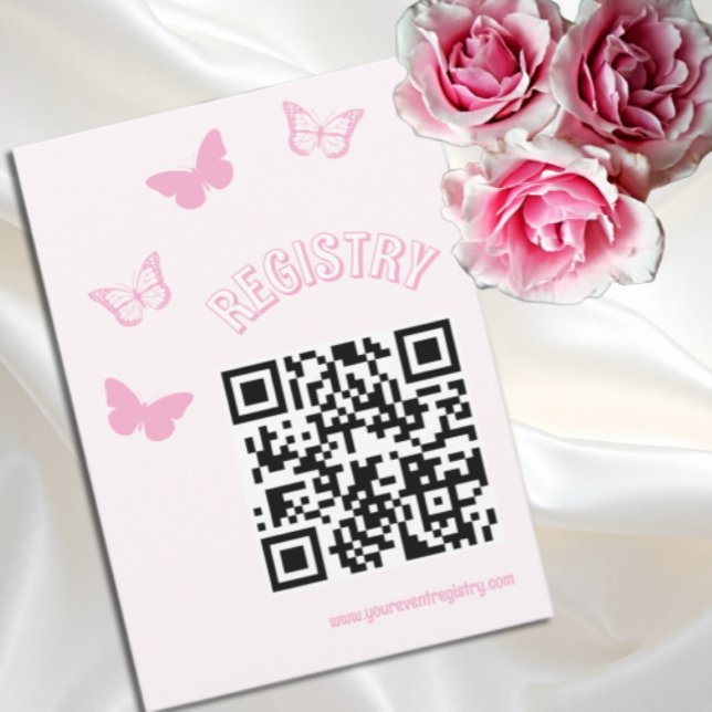 Cartão De Informações Borboletas rosa Quinceanera Registry (Criador carregado)