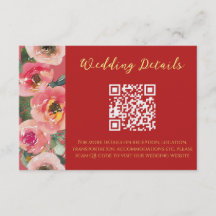 Borda floral rosa moderna código QR de casamento c