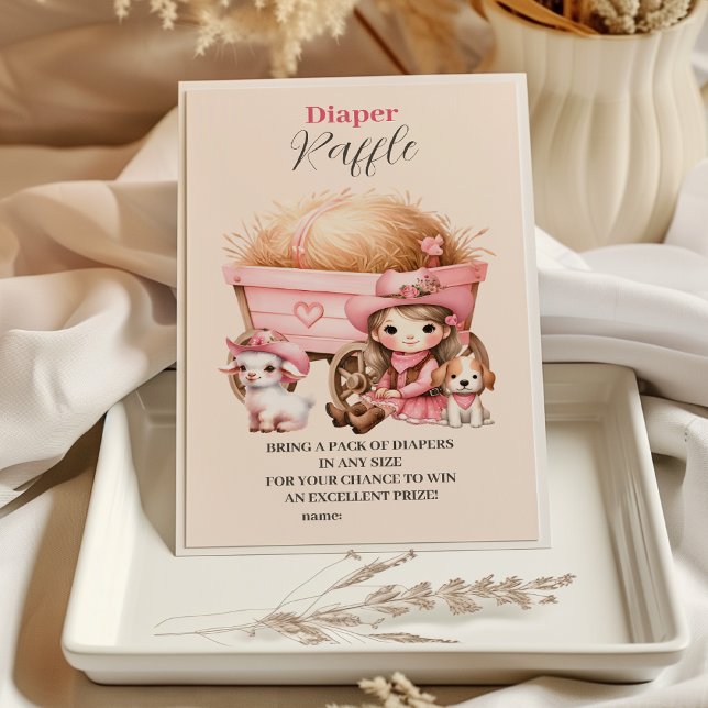 Cartão De Informações Borracha Rosa-Cowgirl Western Diapper Raffle (Criador carregado)