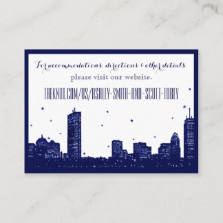 Cartão De Informações Boston Skyline Dark Blue on White Insert Card