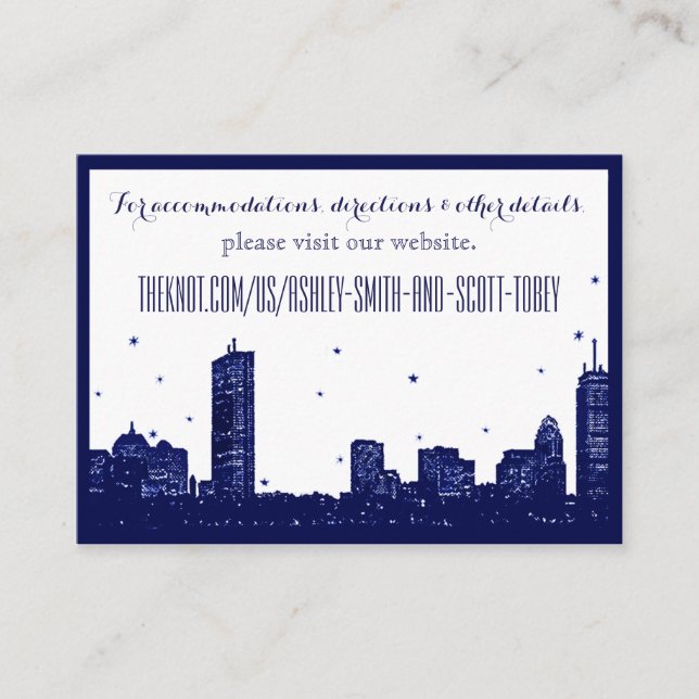 Cartão De Informações Boston Skyline Dark Blue on White Insert Card (Frente)