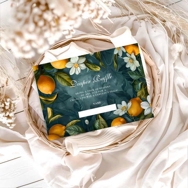 Cartão De Informações Botanical Citrus Garden Baby Shower Diapper Raffle (Criador carregado)