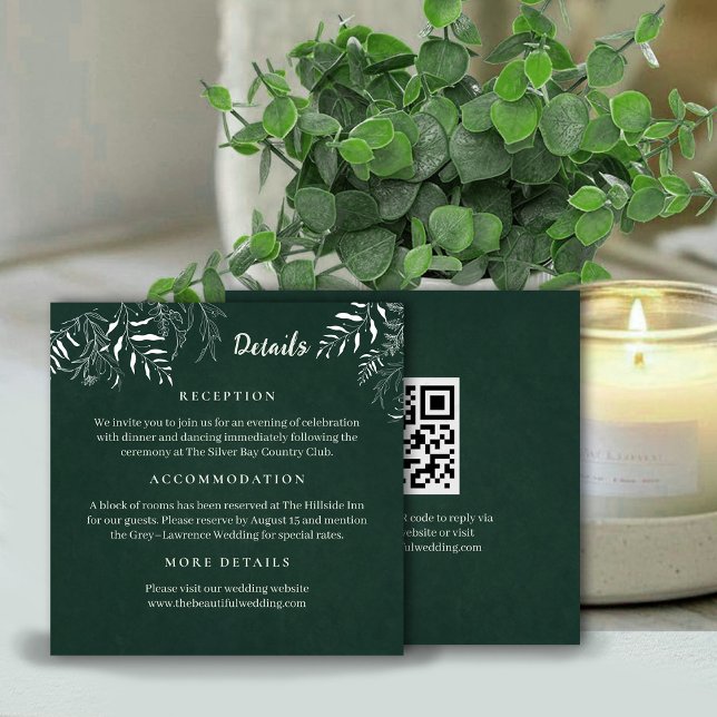 Cartão De Informações Botanical Leafy Wedding Enclosure Card (Criador carregado)