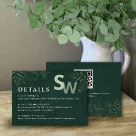 Cartão De Informações Botanical Leafy Wedding Enclosure Card