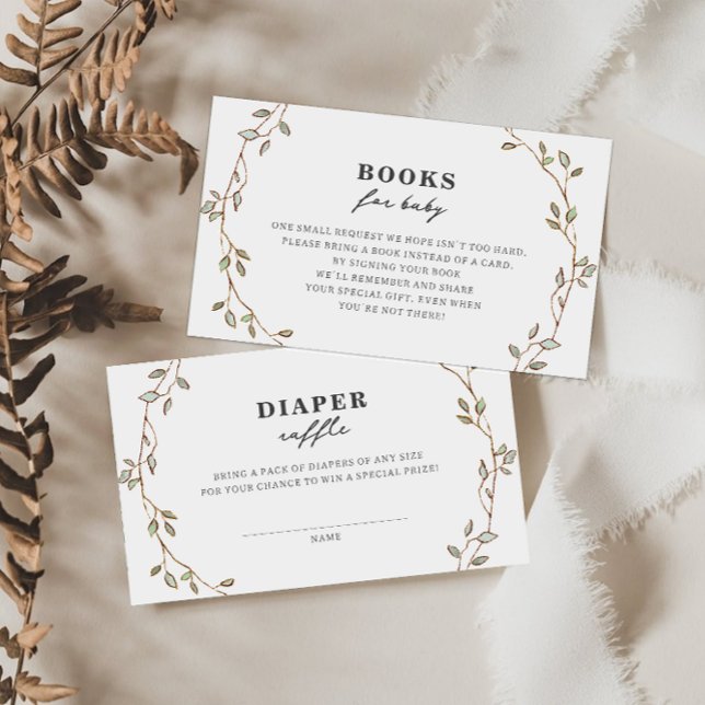 Cartão De Informações Botanical Leaves Diaper Raffle Enclosure Card (Criador carregado)