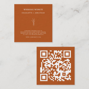 Cartão De Informações Botanical Terracotta Wedding Website QR Code RSVP
