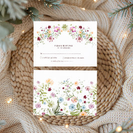 Cartão De Informações Botanical Wildflower Wedding RSVP Card