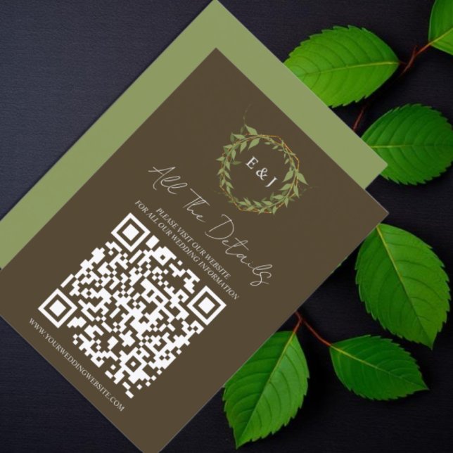 Cartão De Informações Botanical Wreath Earth Tone Wedding Details (Criador carregado)