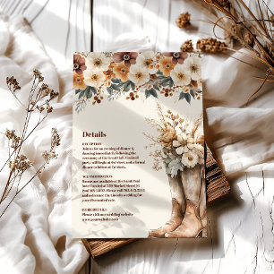 Cartão De Informações Botas Ocidentais Florais Terracota Casamento