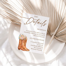 Cartão De Informações Botas Rústicas Country e Chapéu Chá de Noiva Detal