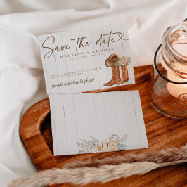 Cartão De Informações Botas Rústicas Country e Chapéu com Florais Salve 