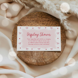 Cartão De Informações Bow Hearts Valentine Baby Shower Display Shower 